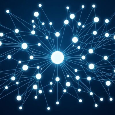 Network of interconnected AI agent nodes representing OpenAI Dots persistent agents