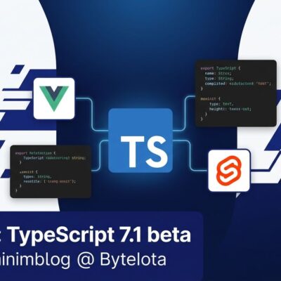 TypeScript 7.1 beta featured image showing TypeScript logo with Vue and Svelte integration