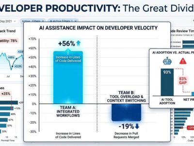Data visualization comparing AI developer productivity study results