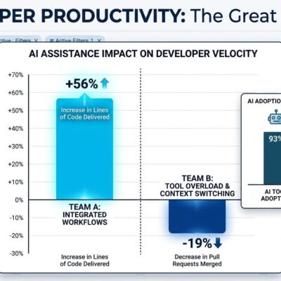 Data visualization comparing AI developer productivity study results
