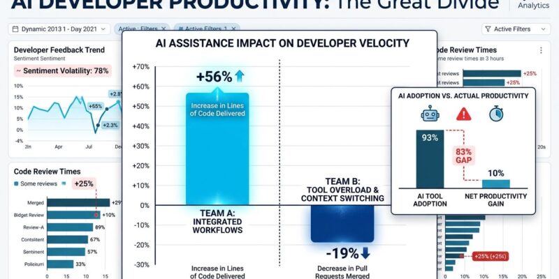 Data visualization comparing AI developer productivity study results