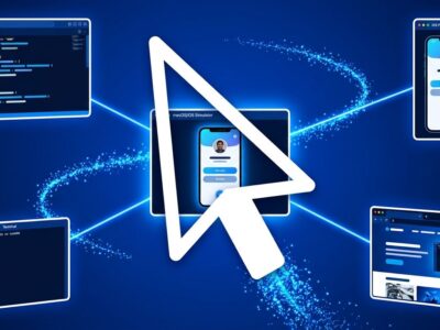 AI agent controlling a Mac desktop with code editor and iOS Simulator visible