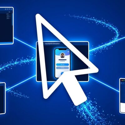 AI agent controlling a Mac desktop with code editor and iOS Simulator visible