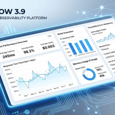 MLflow 3.9 agent observability dashboard showing AI performance metrics, quality scores, and MemAlign judge optimization