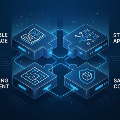 Four interconnected open-source AI agent standard blocks representing Agent Skills, Open Responses, OpenEnv, and OpenSandbox