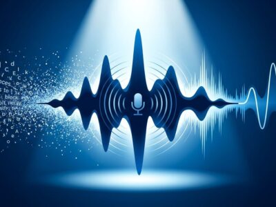 Audio waveform visualization representing Block's Dessa speech AI trained on human conversation without text conversion