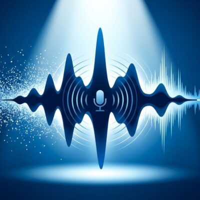 Audio waveform visualization representing Block's Dessa speech AI trained on human conversation without text conversion