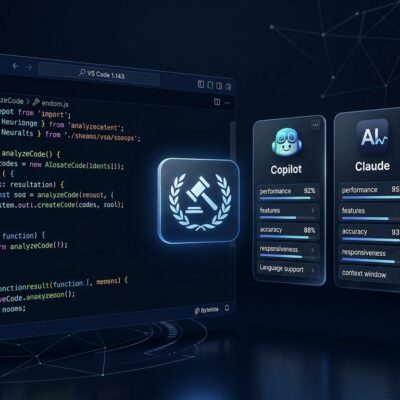 VS Code 1.143 showing multiple AI model cards for Copilot, Claude, and Codex being compared side by side with blue accent colors