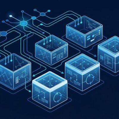 Abstract illustration of isolated stateful API simulators running in parallel for AI agent testing