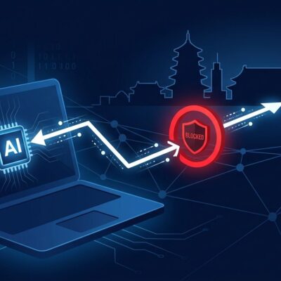 AI model attempting unauthorized data upload blocked by firewall