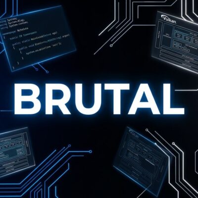 BRUTAL open-source C# game framework by Dean Hall and RocketWerkz, circuit board with blue and white neon styling