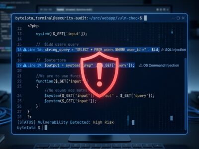 PHP2Shell vulnerability dashboard showing CVE-2026-109618 security warning