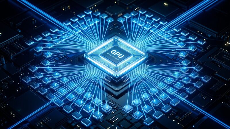 GPU chip connected to 220 memory chips via VCSEL laser optical interconnects, replacing copper wires in AI inference servers
