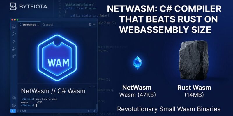NetWasm C# WebAssembly compiler - 47KB binary size comparison with Blazor and Rust